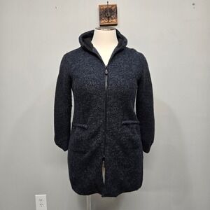 Vintage Hammerschmid Longline Sweater Coat 14W Charcoal Gray Wool Hooded Jacket
